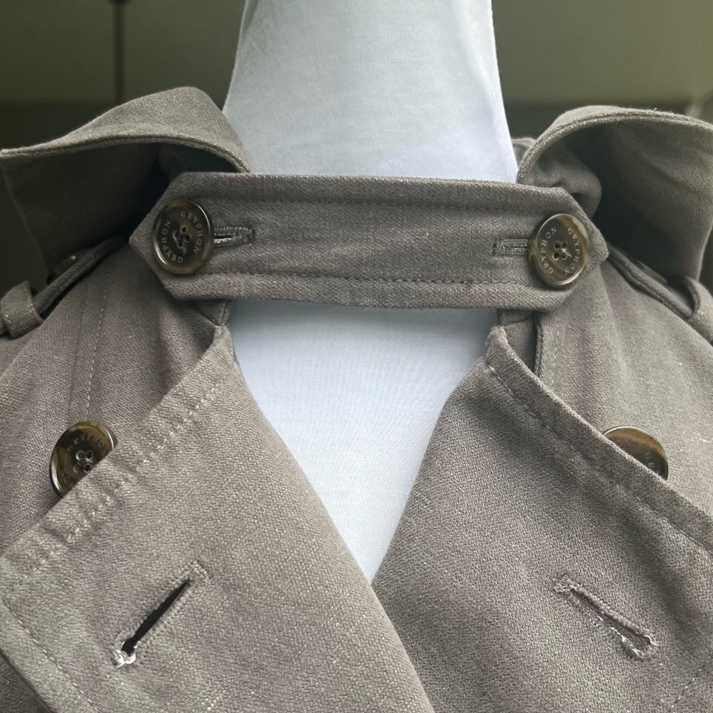 Gryphon New York Grey Hoodie Trench Coat Small Excellent used Condition - Picture 9 of 16
